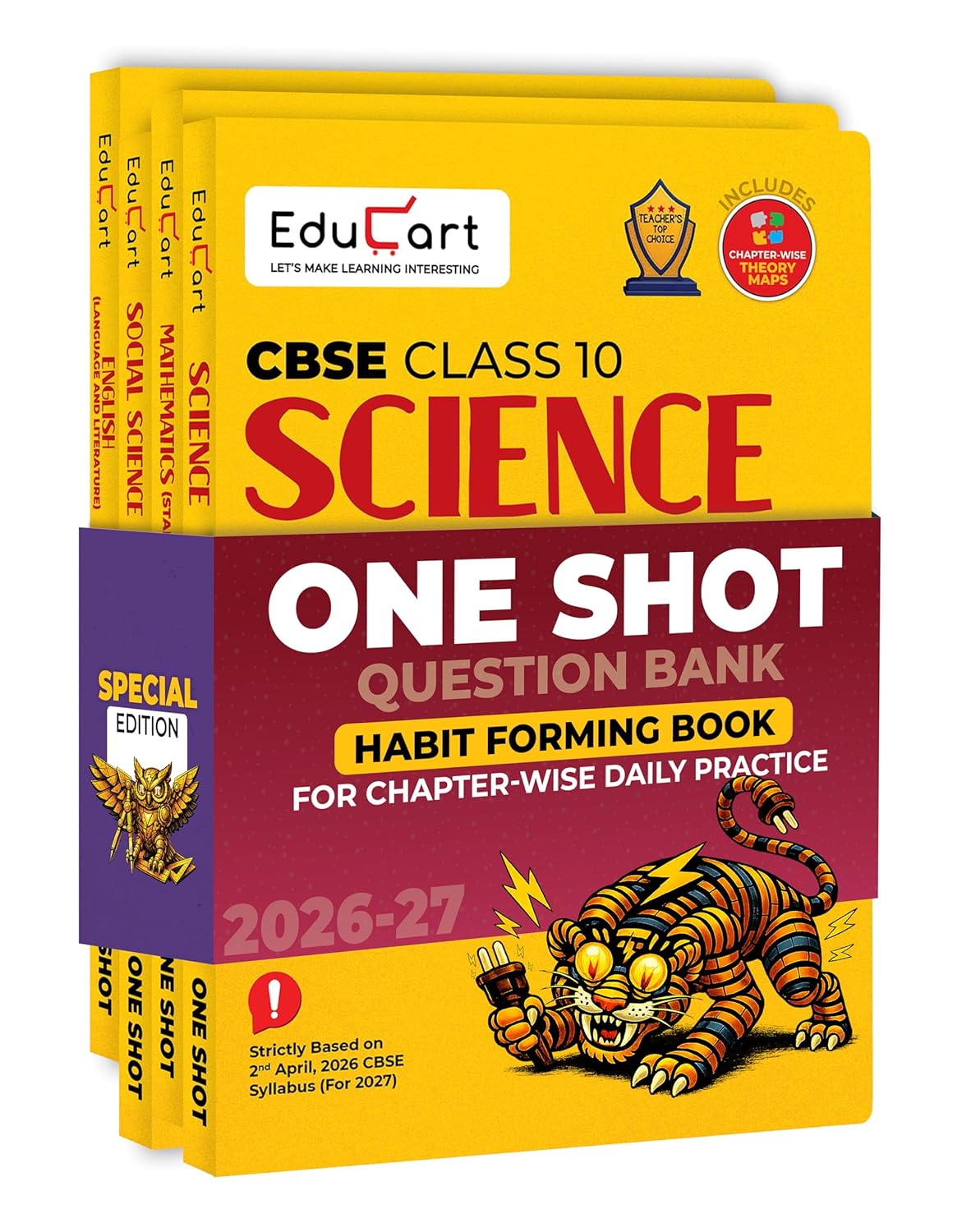 Educart CBSE Class 10 One Shot Question Bank Bundle 2026–27 | Science, Maths Standard, English & SST | Chapterwise NCERT Qs, PYQs & Competency-Based Qs | CBSE 2027 Exam